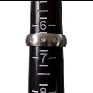 Stainless Steel 3 Crystal Wedding Band 6.5 NWOT